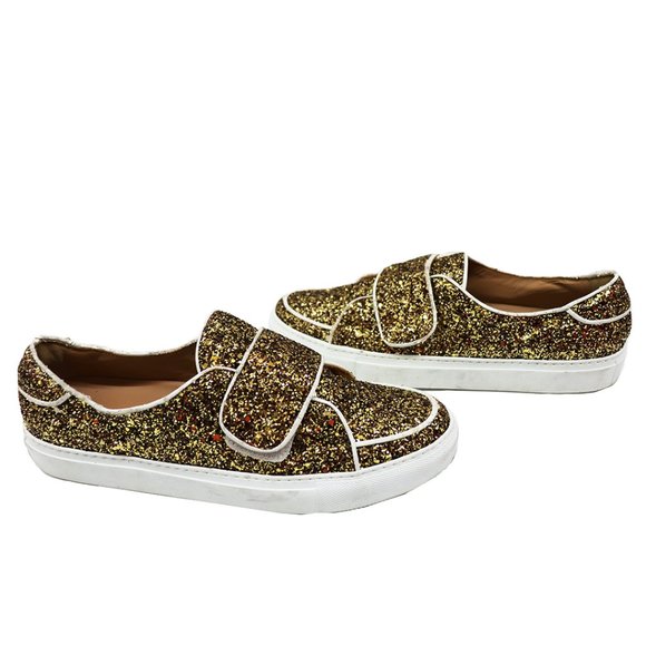 L'AUTRE CHOSE Women's Velcro Strap GOLD Glitter Sneakers Eur 41 US 11 - Picture 2 of 7